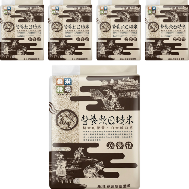 樂米穀場 花蓮富里軟Q糙米, 2.5kg, 5包