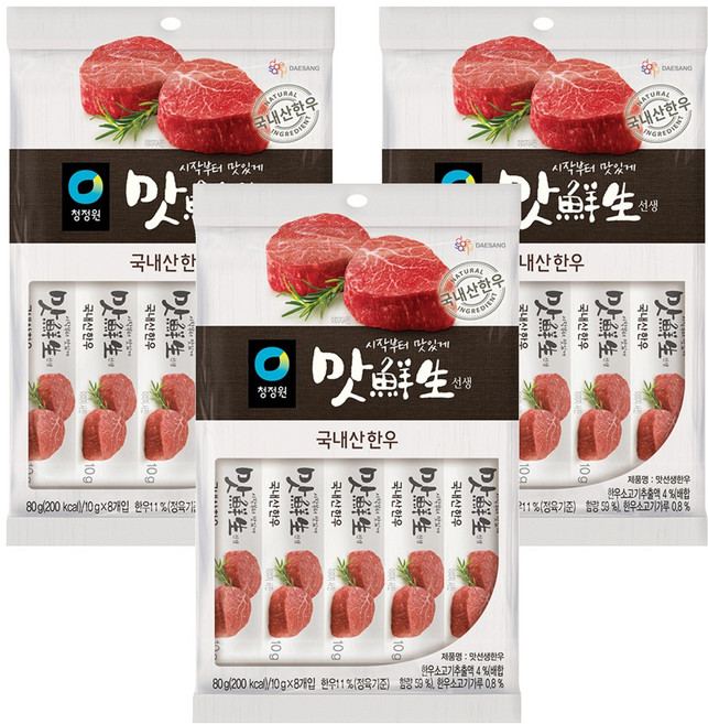 청정원 맛선생 한우 (스틱), 80g, 3개