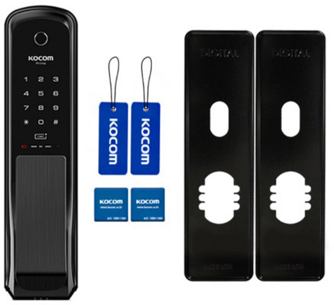 코콤 무타공 스마트 지문인식 도어락 모던블랙 + 하이브리드 푸쉬풀 보강판 블랙 세트 KDL-NP760, 고객직접설치