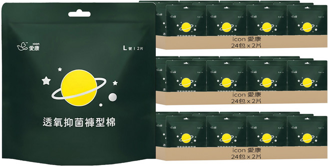 icon 愛康 透氧抑菌褲型棉, L(臀圍85~105cm), 2片, 72包