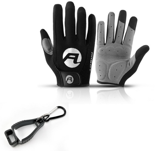 리젠스 다기능 오토바이 장갑 + 휴대용 걸이, 블랙