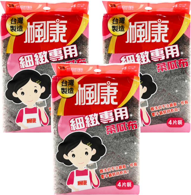 楓康 細緻專用菜瓜布 16 x 12 x 0.9cm, 4片, 3包