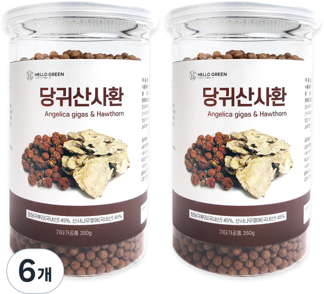 헬로우그린 당귀산사환 통, 350g, 6개