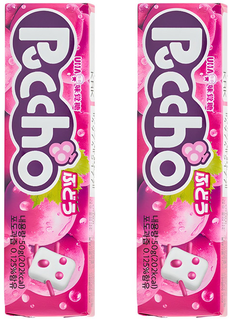 푸쵸 스틱 캔디 그레이프, 50g, 2개