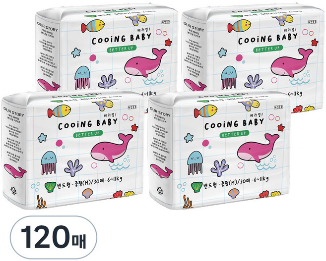 Cooing 쿠잉 베러업 밴드형, 중형(M), 120매