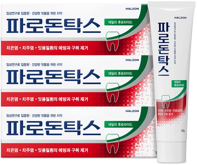 파로돈탁스 데일리 후로라이드 치약, 100g, 3개 - 쿠팡