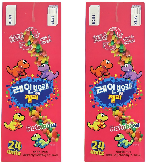 레인보우 로프모양 젤리 24개입, 504g, 2개