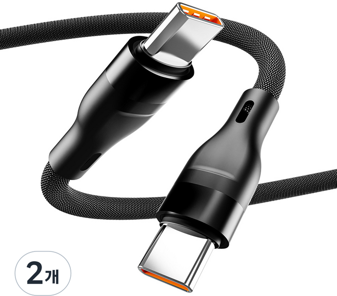 일리온 C타입-C타입 PD충전 60W 일반형 패브릭 케이블, 블랙, 2개, 2m