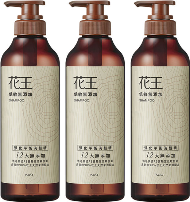 Kao 花王 台灣公司貨 低敏無添加 淨化平衡洗髮精, 500ml, 3瓶