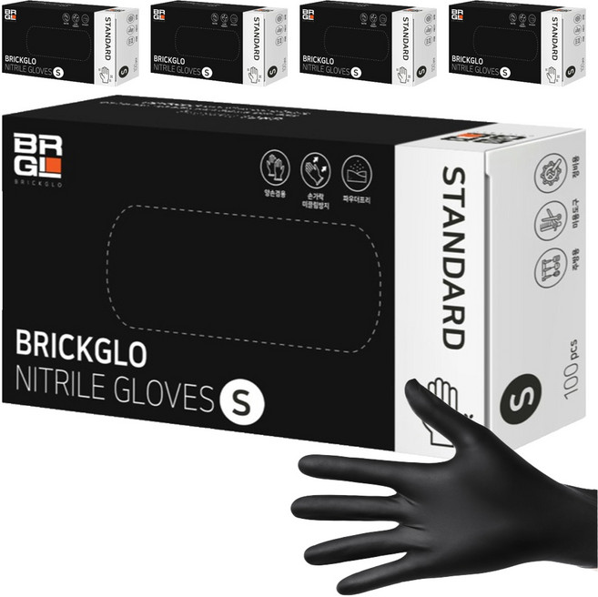 브릭글로 스탠다드 니트릴장갑 100p, 블랙, 소(S), 5개