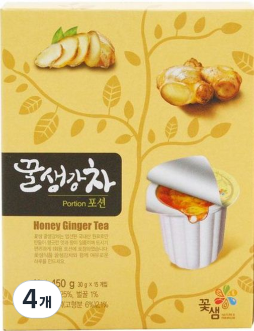 꽃샘 참조은 꿀 생강차 포션, 30g, 15개입, 4개