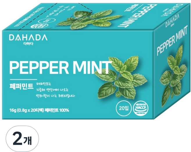 다하다 페퍼민트 차, 2개, 20개입, 800mg