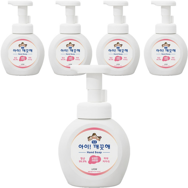 아이깨끗해 핸드워시 용기형 상큼한 레몬향, 250ml, 5개