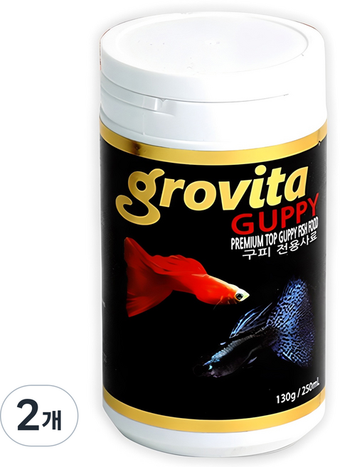 그로비타 구피 열대어 사료, 130g, 2개