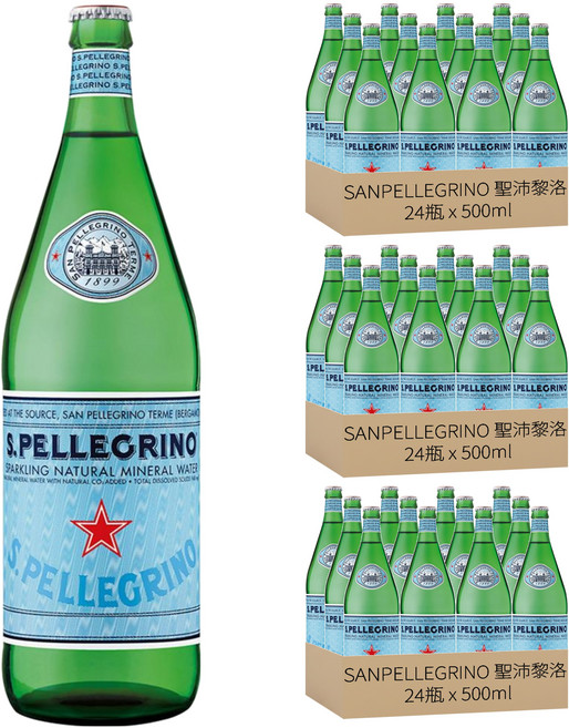 SANPELLEGRINO 聖沛黎洛 天然氣泡礦泉水, 500ml, 72瓶