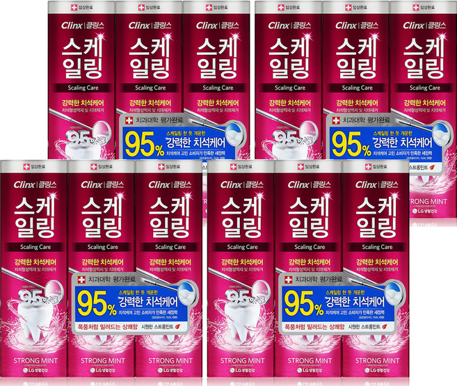 페리오 클링스 치석케어 치약 스트롱 민트, 100g, 12개