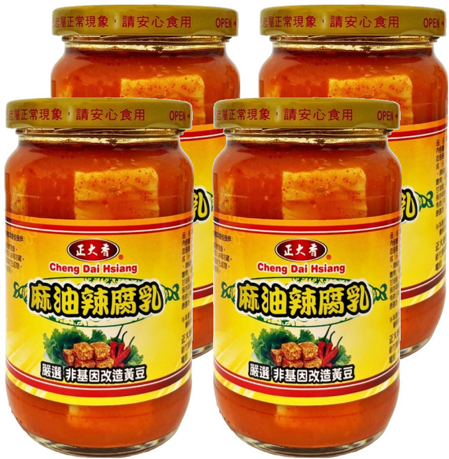 正大香 麻油辣腐乳, 340g, 4罐