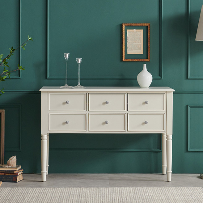 파로마 아덴힐 6단 엔틱 원형다리 콘솔 앤 사이드테이블 화장대, 크림화이트