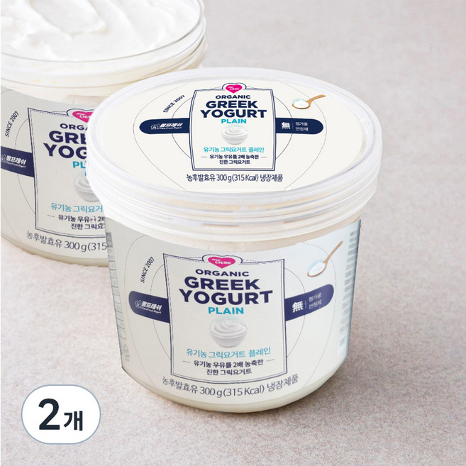 팜프레쉬 유기농 그릭요거트 플레인, 300g, 2개