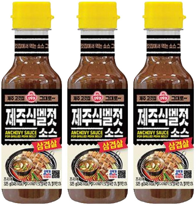오뚜기 삼겹살 제주식 멜젓소스, 325g, 3개