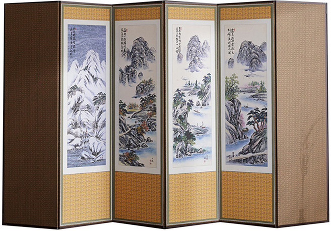 즐거운집 고급 양면 6폭 병풍 반야심경 + 산수화 세트, 1세트