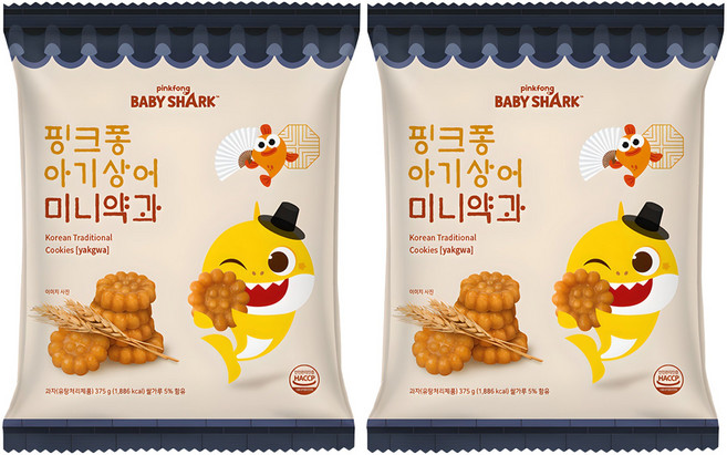 핑크퐁 아기상어 미니약과, 375g, 2개