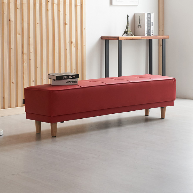 에보니아 메이 벤치 소파 중, 레드