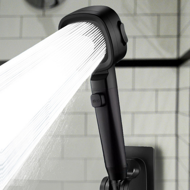 깔꼼샵 고압 샤워기 헤드, 1개, 블랙 샤워기헤드