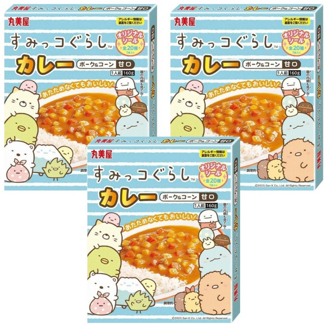 丸美屋 速食甘口咖哩 角落生物 豬肉 + 玉米, 160g, 3盒