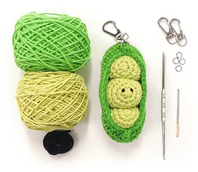 멜로우스토리 니팅키트 미니 완두콩 키링, 1개, 혼합색상