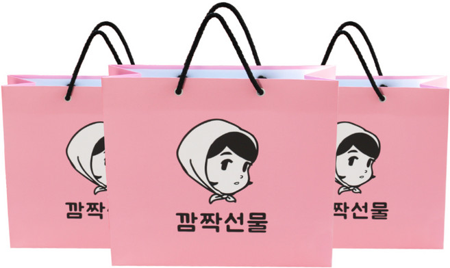 달퐁이네문방구 깜짝증정 선물 쇼핑백, 분홍, 3개