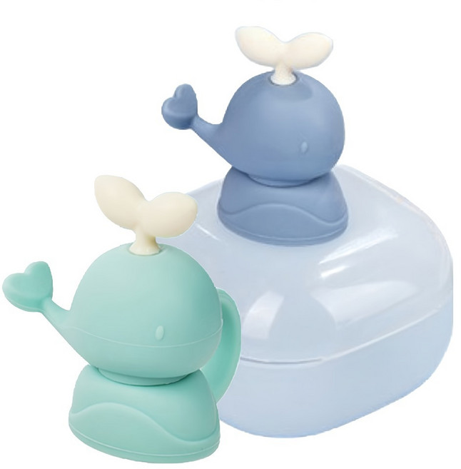 퍼기 유아 이유식 파우치토퍼 고래캡 2종, 1세트, 고래캡 블루 + 민트 + 케이스