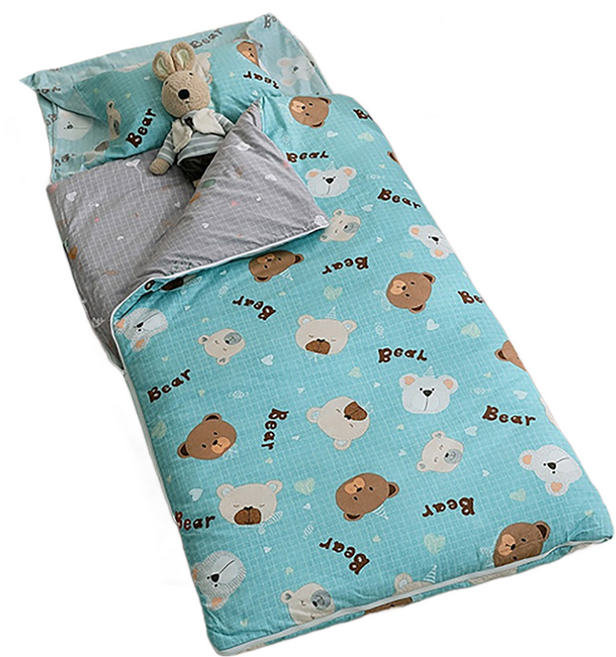 Hong Yew Bedding 鴻宇寢飾 兒童防蹣可機洗兩用睡袋 台灣製 2216, 麻吉熊藍色