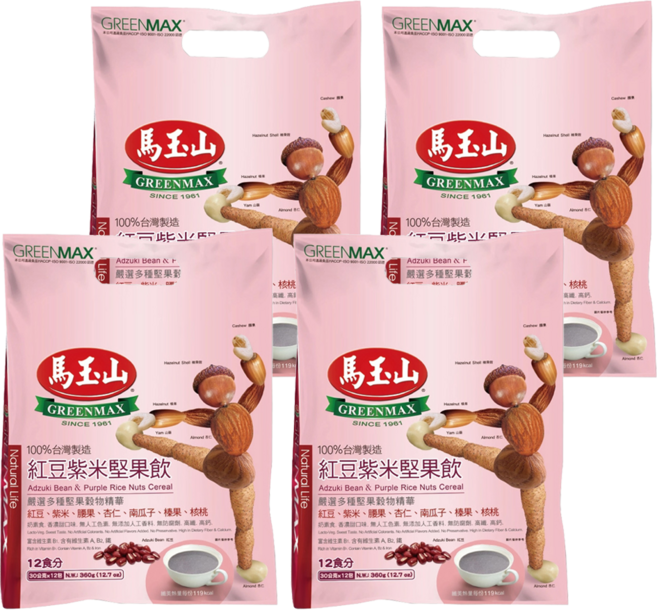 馬玉山 紅豆紫米堅果飲, 360g, 4袋