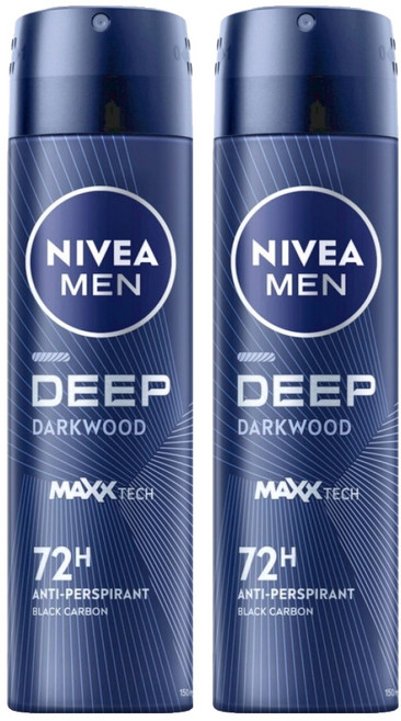 NIVEA 妮維雅 MEN 台灣公司貨 男士止汗爽身噴霧 深極炭系列 清新魅力 噴霧瓶, 150ml, 2瓶