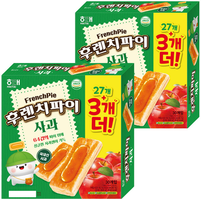 해태제과 후렌치파이 사과, 384g, 2개