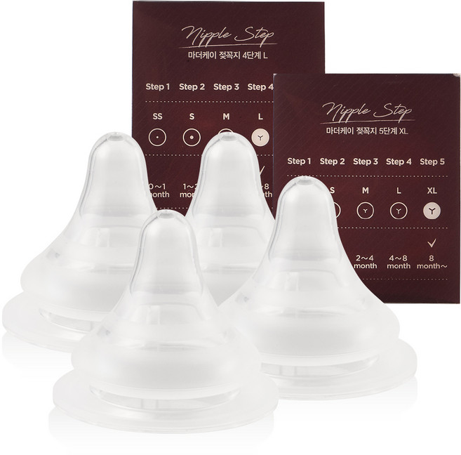마더케이 베이직 젖꼭지 2종 세트, 4단계(4~8개월),5단계(8개월이후), 1세트