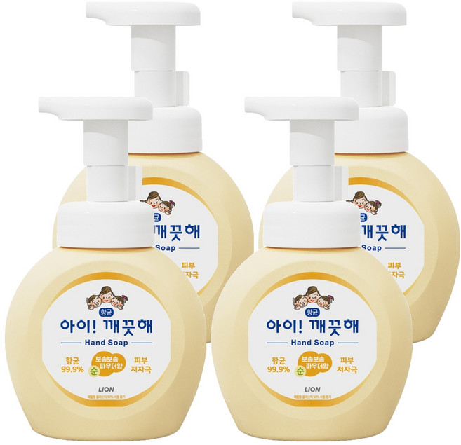 아이깨끗해 핸드워시 순 보송보송 파우더향, 250ml, 4개