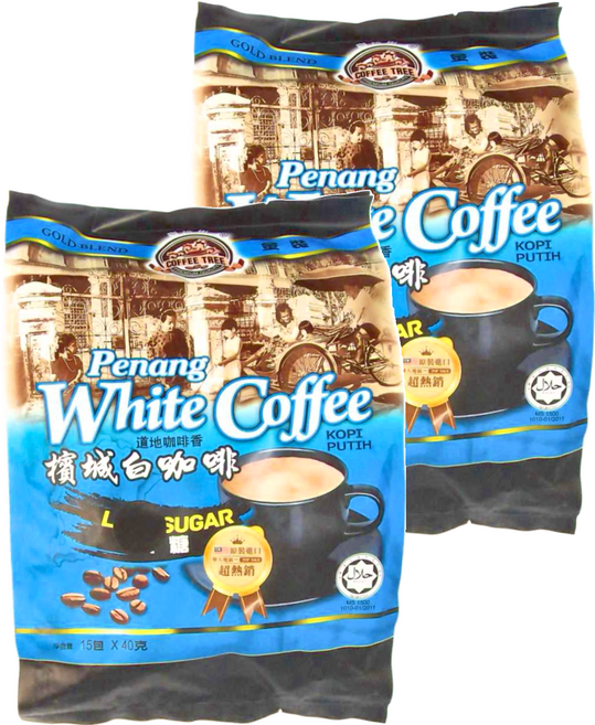 COFFEE TREE 咖啡樹 金裝檳城三合一白咖啡 減糖9%風味, 40g, 15包, 2袋