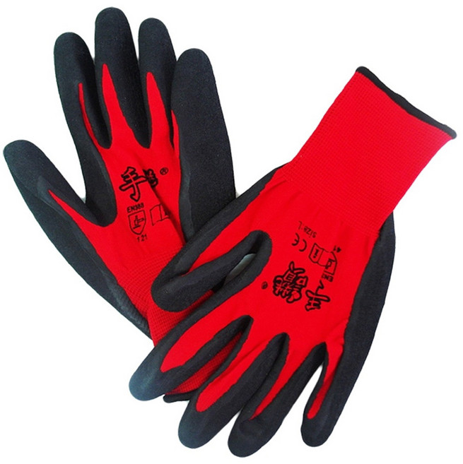 手讚 舒適尼龍防滑手套 S, 1雙, 紅色 + 黑色