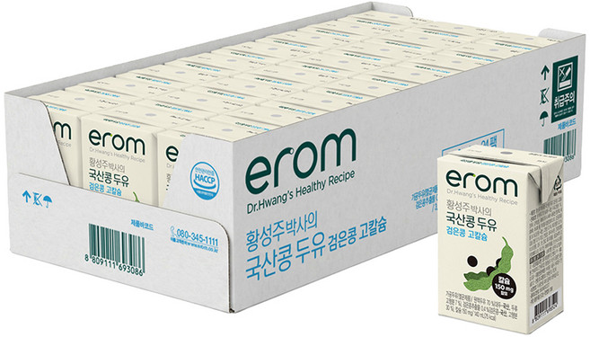 이롬 황성주 박사의 국산콩 두유 검은콩 고칼슘, 140ml, 24개