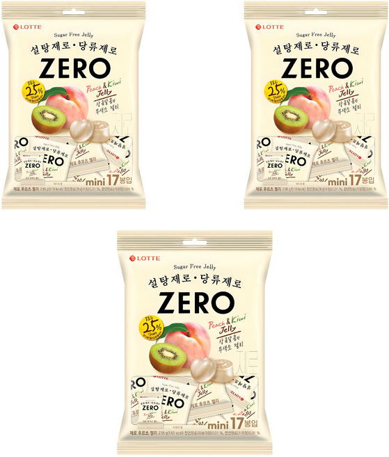 롯데제로 후르츠 젤리 미니 17개입, 238g, 3개