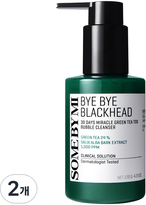 SOME BY MI Bye Bye黑頭30天奇蹟綠茶排毒泡泡潔面乳, 2個, 120g