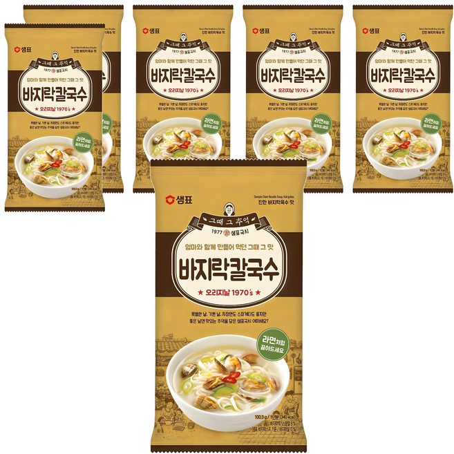 샘표국시 바지락칼국수, 100.3g, 6개