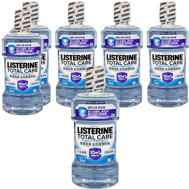 LISTERINE 李施德霖 全效護理防蛀漱口水 不含酒精 500mL, 6瓶