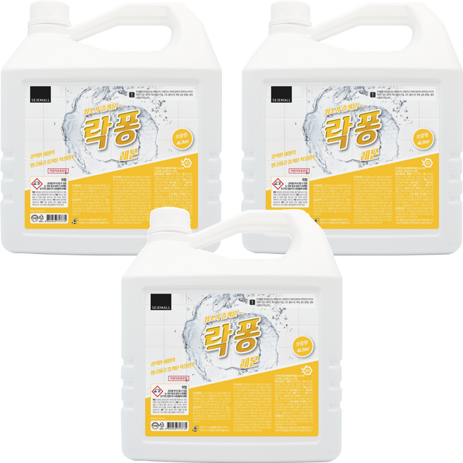 락퐁 욕실 청소세제 레몬향, 4L, 3개