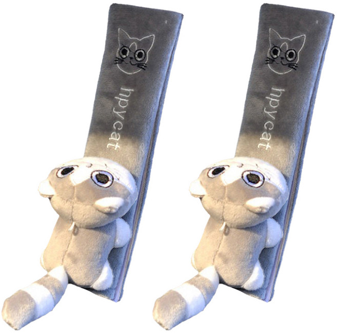 안전벨트 인형 커버 3 고양이그레이, 혼합색상, 2개