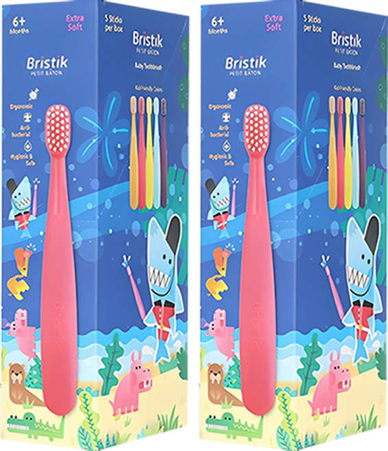 브리스틱 에르고 유아칫솔 세트, 민트,라임,그레이프,망고,라즈베리, 5개입, 2개