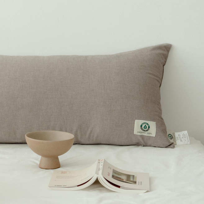 그래이불 국내 제조 순수 퓨어워싱 코튼 바디필로우 베이직 솜포함, 브라운