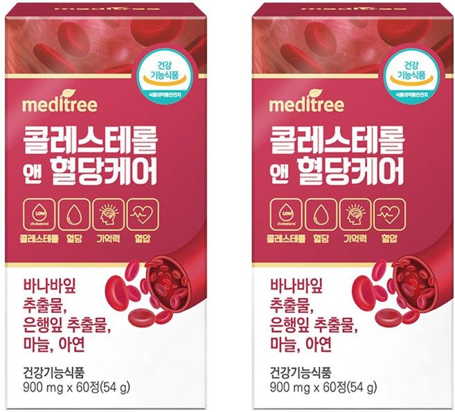 메디트리 콜레스테롤 앤 혈당케어, 60정, 2개